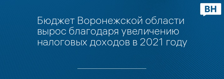 Бюджет Воронежской области вырос благодаря увеличению налоговых доходов в 2021 году