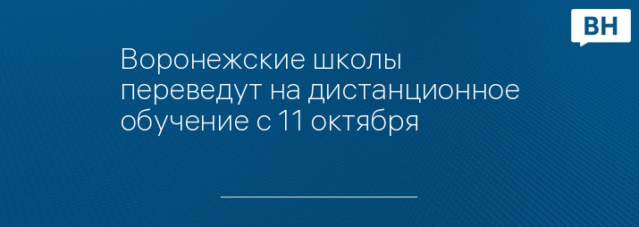 Воронежские школы переведут на дистанционное обучение с 11 октября