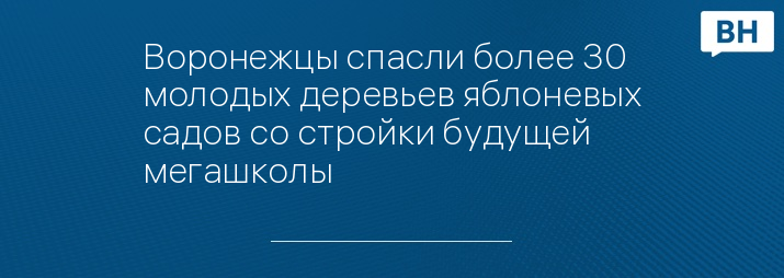 Воронежцы спасли более 30 молодых деревьев яблоневых садов со стройки будущей мегашколы