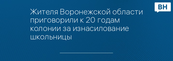 Жителя Воронежской области приговорили к 20 годам колонии за изнасилование школьницы