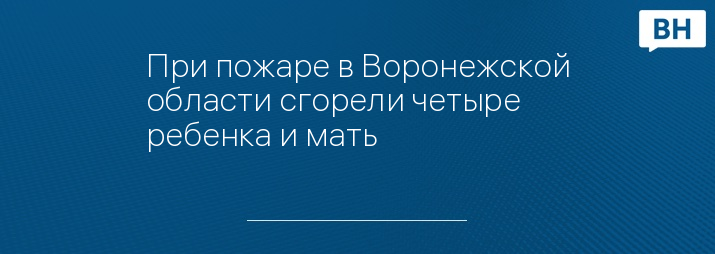 При пожаре в Воронежской области сгорели четыре ребенка и мать