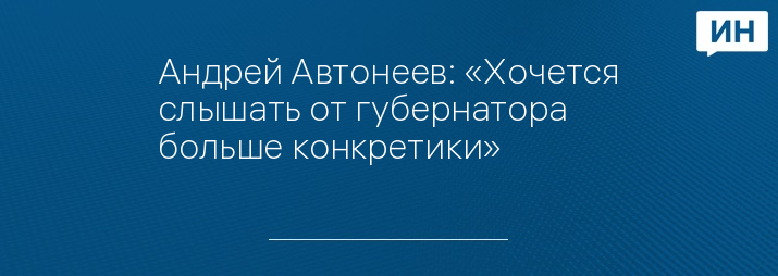 Андрей Автонеев: «Хочется слышать от губернатора больше конкретики»   