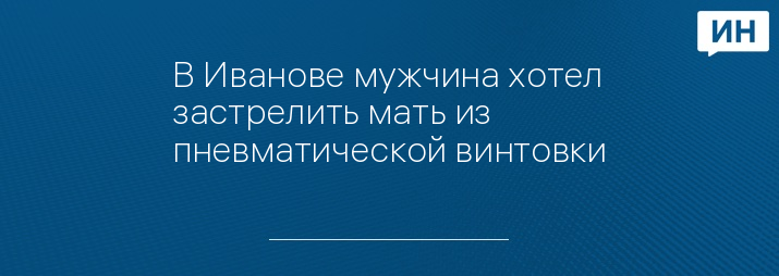 В Иванове мужчина хотел застрелить мать из пневматической винтовки