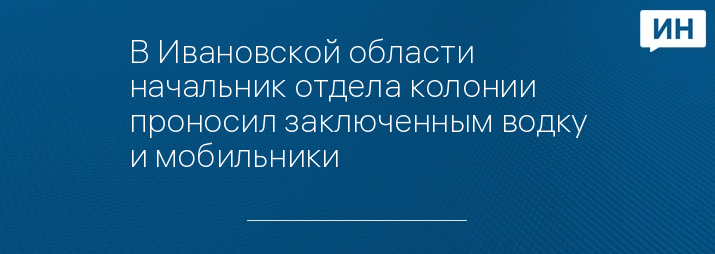 В Ивановской области начальник отдела колонии проносил заключенным водку и мобильники