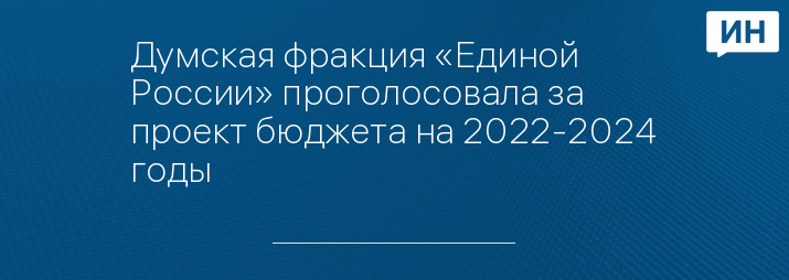 Думская фракция «Единой России» проголосовала за проект бюджета на 2022-2024 годы