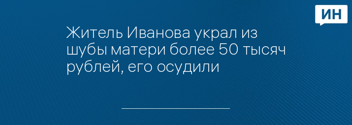 Житель Иванова украл из шубы матери более 50 тысяч рублей, его осудили