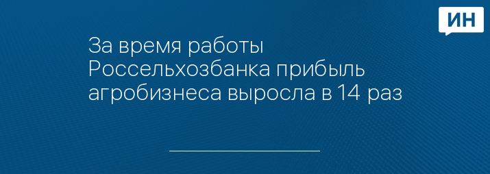 За время работы Россельхозбанка прибыль агробизнеса выросла в 14 раз