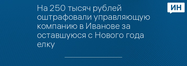 На 250 тысяч рублей оштрафовали управляющую компанию в Иванове за оставшуюся с Нового года елку