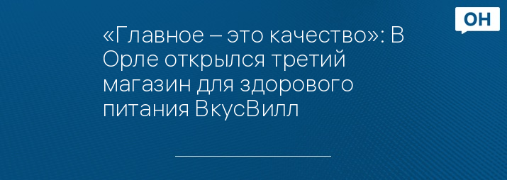«Главное – это качество»: В Орле открылся третий магазин для здорового питания ВкусВилл