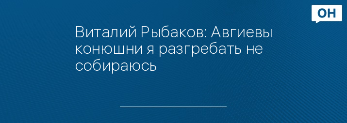 Виталий Рыбаков: Авгиевы конюшни я разгребать не собираюсь