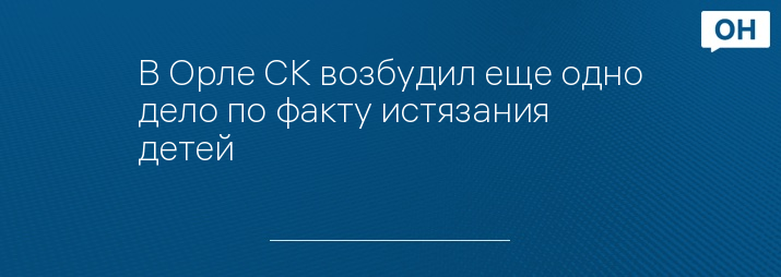 В Орле СК возбудил еще одно дело по факту истязания детей