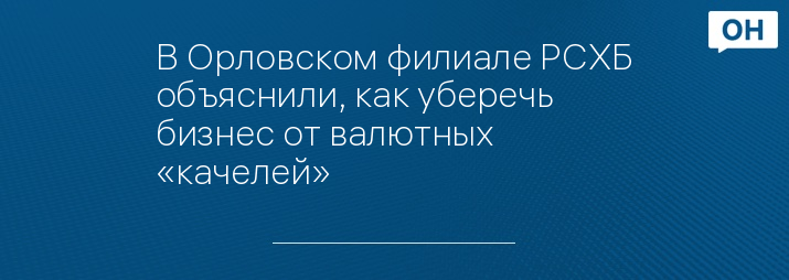 В Орловском филиале РСХБ объяснили, как уберечь бизнес от валютных «качелей»