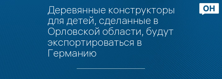 Деревянные конструкторы для детей, сделанные в Орловской области, будут экспортироваться в Германию