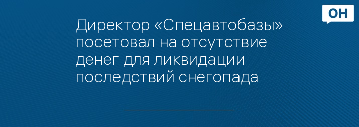 Директор «Спецавтобазы» посетовал на отсутствие денег для ликвидации последствий снегопада