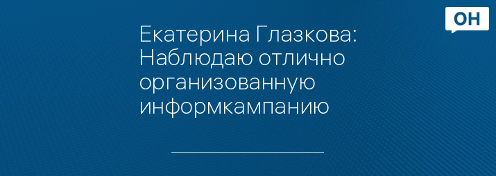 Екатерина Глазкова: Наблюдаю отлично организованную информкампанию 