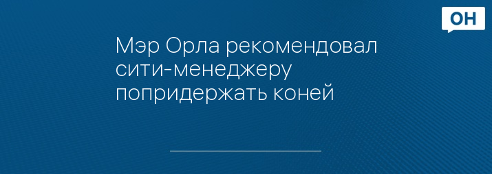 Мэр Орла рекомендовал сити-менеджеру попридержать коней