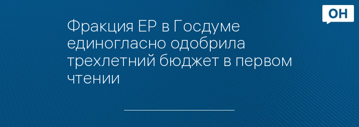 Фракция ЕР в Госдуме единогласно одобрила трехлетний бюджет в первом чтении