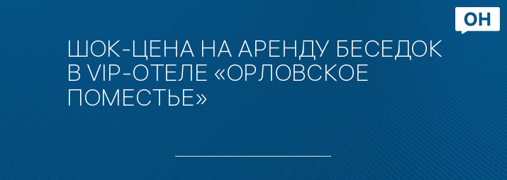 ШОК-ЦЕНА НА АРЕНДУ БЕСЕДОК В VIP-ОТЕЛЕ «ОРЛОВСКОЕ ПОМЕСТЬЕ» 
