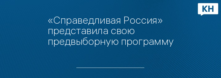 «Справедливая Россия» представила свою предвыборную программу