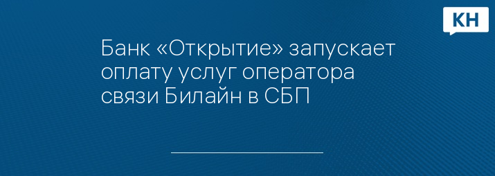 Банк «Открытие» запускает оплату услуг оператора связи Билайн в СБП