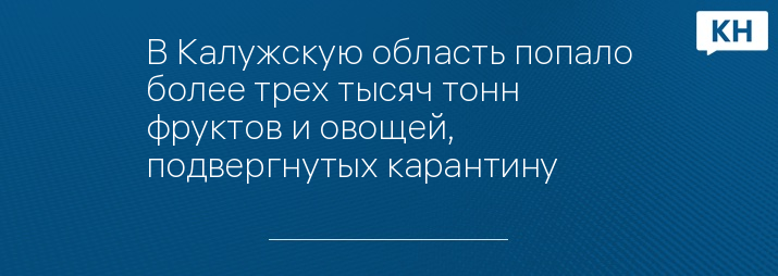 В Калужскую область попало более трех тысяч тонн  фруктов и овощей, подвергнутых карантину  