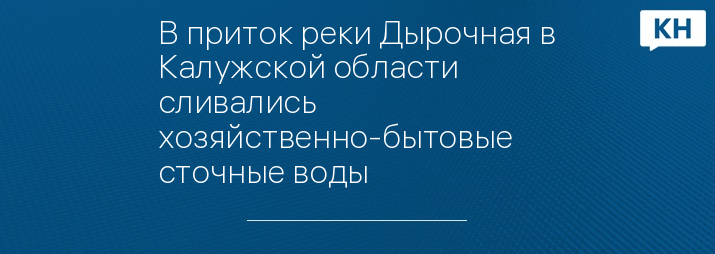 В приток реки Дырочная в Калужской области сливались хозяйственно-бытовые сточные воды