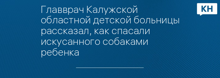 Главврач Калужской областной детской больницы рассказал, как спасали искусанного собаками ребенка