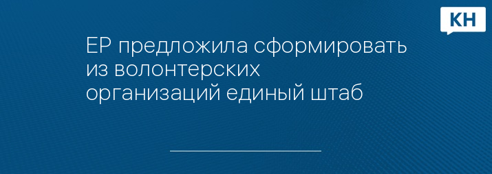 ЕР предложила сформировать из волонтерских организаций единый штаб
