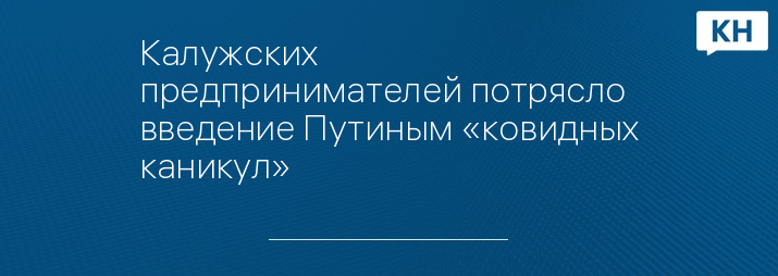 Калужских предпринимателей потрясло введение Путиным «ковидных каникул»