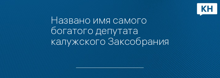 Названо имя самого богатого депутата калужского Заксобрания