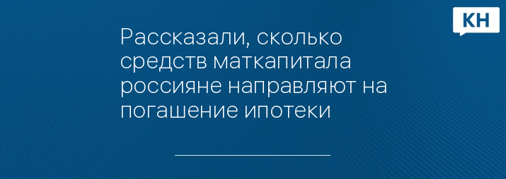 Рассказали, сколько средств маткапитала россияне направляют на погашение ипотеки