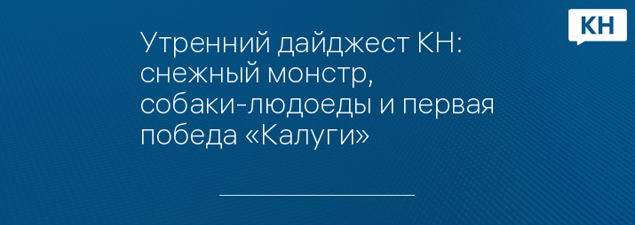 Утренний дайджест КН: снежный монстр, собаки-людоеды и первая победа «Калуги»