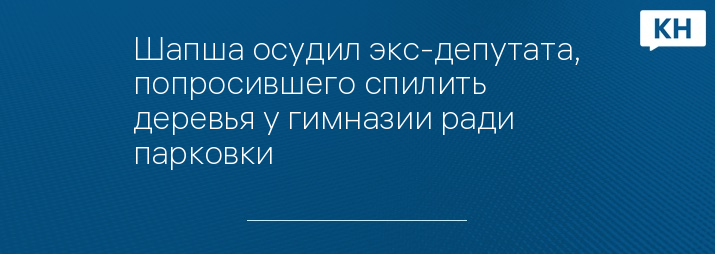 Шапша осудил экс-депутата, попросившего спилить деревья у гимназии ради парковки