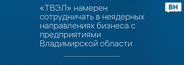 «ТВЭЛ» намерен сотрудничать в неядерных направлениях бизнеса с предприятиями Владимирской области 