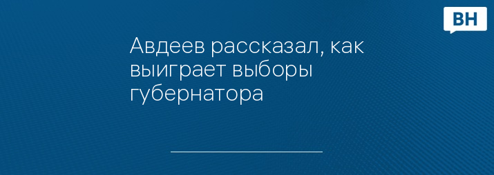 Авдеев рассказал, как выиграет выборы губернатора