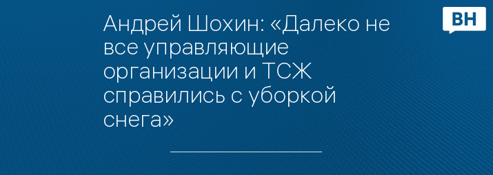 Андрей Шохин: «Далеко не все управляющие организации и ТСЖ справились с уборкой снега»