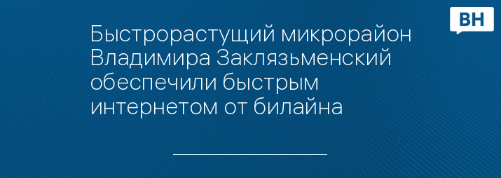 Быстрорастущий микрорайон Владимира Заклязьменский обеспечили быстрым интернетом от билайна
