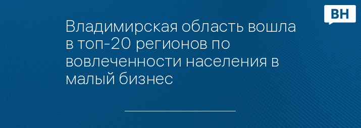 Владимирская область вошла в топ-20 регионов по вовлеченности населения в малый бизнес