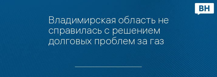 Владимирская область не справилась с решением долговых проблем за газ