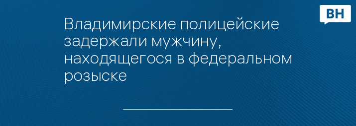 Владимирские полицейские задержали мужчину, находящегося в федеральном розыске