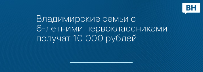 Владимирские семьи с 6-летними первоклассниками получат 10 000 рублей