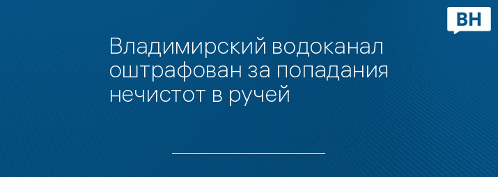 Владимирский водоканал оштрафован за попадания нечистот в ручей