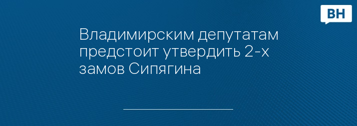 Владимирским депутатам предстоит утвердить 2-х замов Сипягина