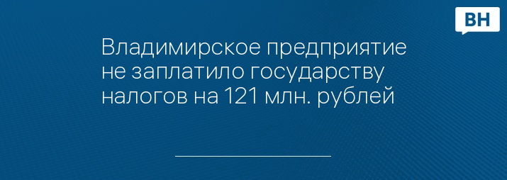 Владимирское предприятие не заплатило государству налогов на 121 млн. рублей 