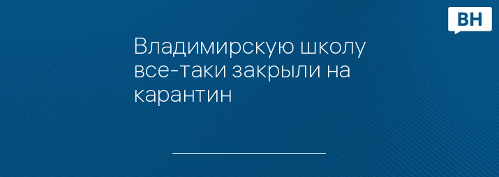 Владимирскую школу все-таки закрыли на карантин 