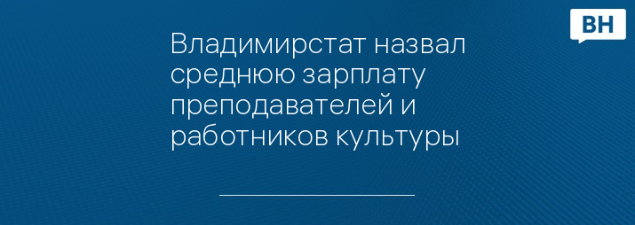 Владимирстат назвал среднюю зарплату преподавателей и работников культуры 