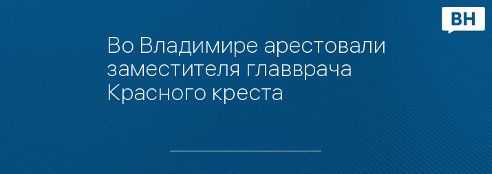 Во Владимире арестовали заместителя главврача Красного креста