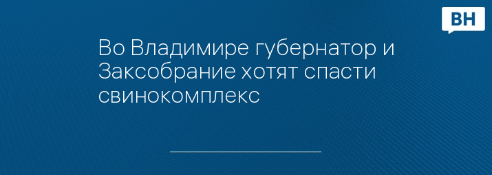 Во Владимире губернатор и Заксобрание хотят спасти свинокомплекс