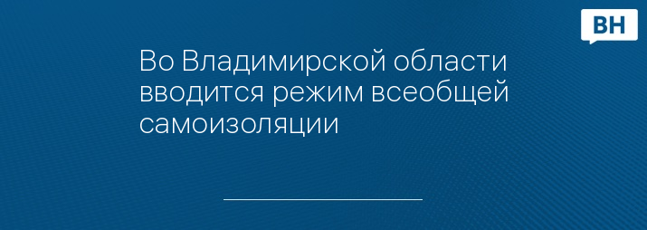 Во Владимирской области вводится режим всеобщей самоизоляции