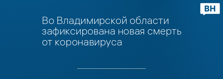 Во Владимирской области зафиксирована новая смерть от коронавируса